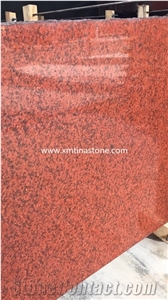 Dyed Red Big Flower Granite Wall Floor Tile Slabs