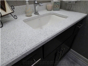 Snow White Prefab Quartz Stone Bathroom Countertops