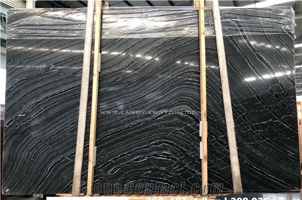 Forest Black Marble Wooden Veins Marble Slabs Wall Cladding