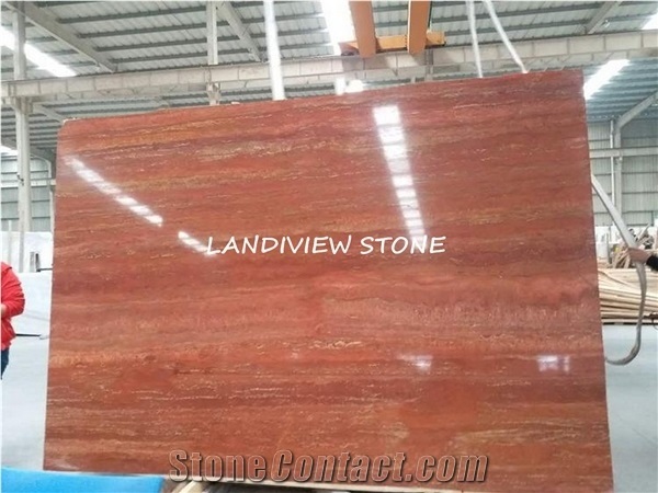 Red Travertine Rosso Walling Tiles Slabs