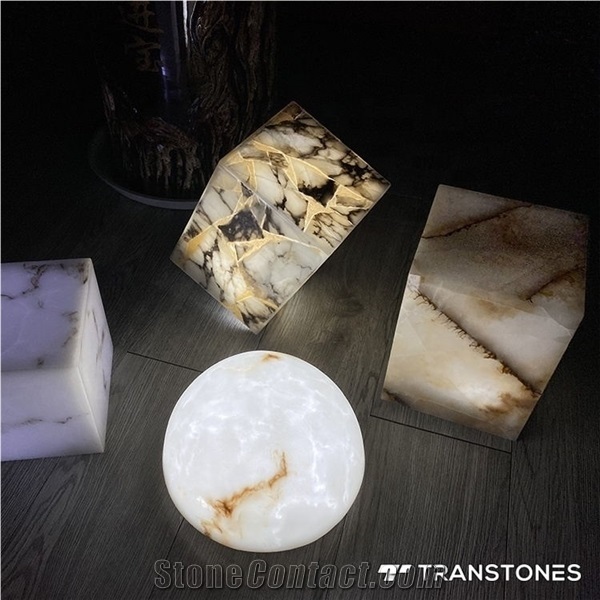 Stone Translucent Polished Alabaster Lighting Box
