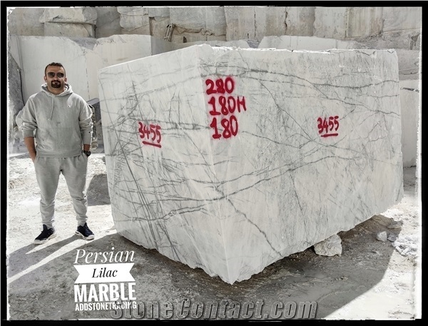 Persian Lilac Marble Blocks, Iran White Marble