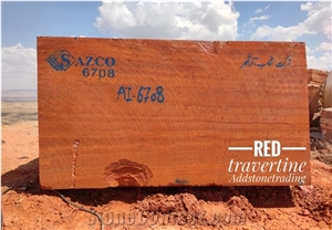 Red Travertine - Rosso Travertino Blocks , Azarshahr Red Travertine Block