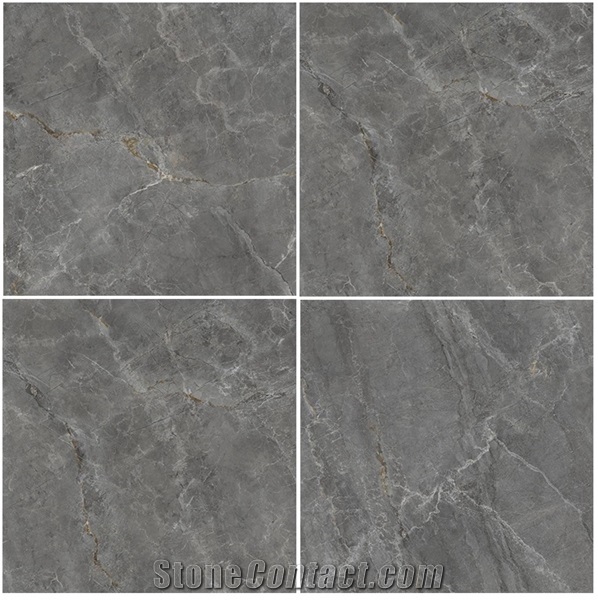 Fantasy Grey Dark Marble Look Glossy Ceramic Floor Tiles
