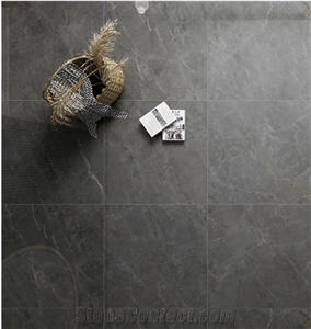 Fantasy Grey Dark Marble Look Glossy Ceramic Floor Tiles