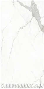 Polished Glazed Calaeatta White Marble Look Ceramic Tiles