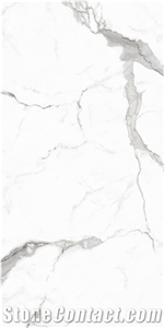 Polished Glazed Calaeatta White Marble Look Ceramic Tiles