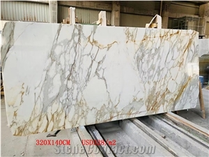 Calacatta Gold Marble Slabs Bookmatched Tiiles Paving