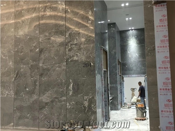 China Huanying Grey Marble Slab Tiles Pattern Use