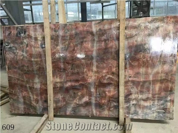 Oly Red Marble Slab Interior Decoration Tiles Bookmatched Use