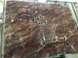 Oly Red Marble Slab Interior Decoration Tiles Bookmatched Use