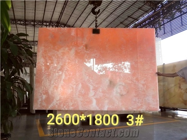 Pakistan Pink Onyx Slab Wall Cladding Tiles Decoration Use