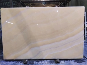 Peach Onyx Slab Wall Cladding Tiles Bookmatched Use