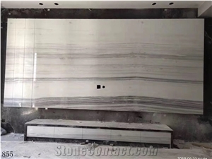 Snowflake Wood Marble Slab Interior Decoration Tiles Used