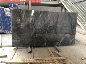 Space Grey Marble Dark White Strips Natural Slab Wall Tiles