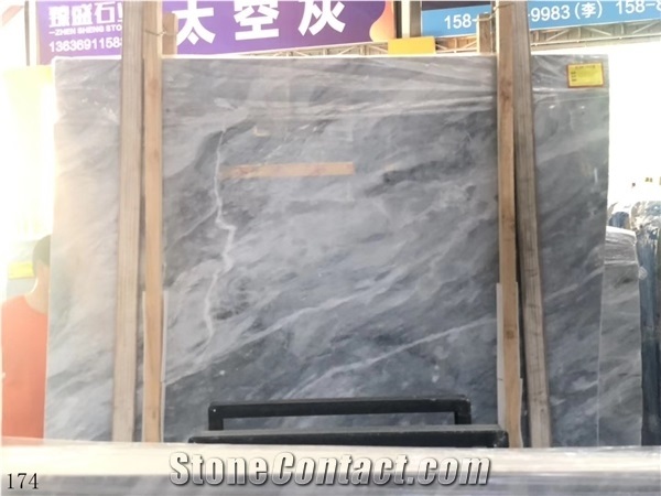 Space Grey Marble Light White Strips Natural Slab Wall Tiles