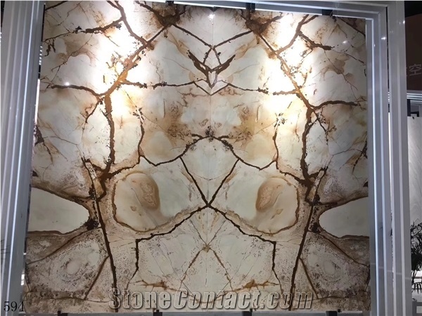 Yellow Roma Marble Slab Wall Floor Tiles Bookmatched Use