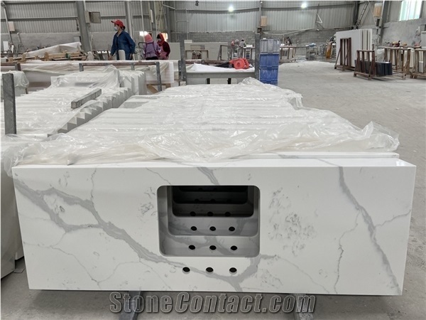 Artificial Table Top Thick Calacatta Quartz Stone Slabs
