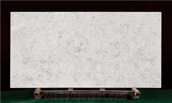 Beautiful Pattern White Calacatta Quartz Decorative Stones Slab