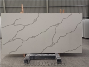 Calacatta White Quartz Countertops Big Size Artificial Stone
