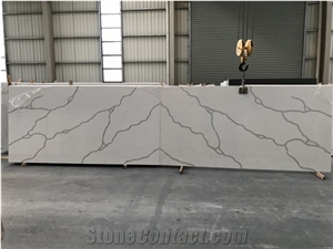 Calacatta White Quartz Countertops Big Size Artificial Stone