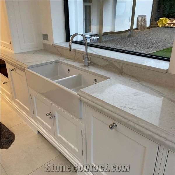 Kitchen Countertop with 5001 Bird White - White Quartz Stone Kitchen Island Tops