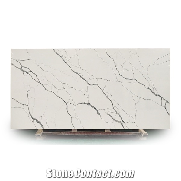 White Artificial Quartz Stone for Countertops Big Size Slabs