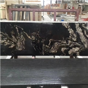 3cm Cosmic Black Titanium Granite Slab Sea Wave Tile Price