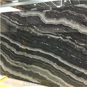 Agata Black Granite Slab Floor Tile Granite Price