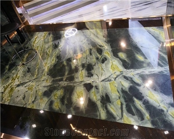 Dreaming Peacock Green Marble Slab Price Indoor Decoration