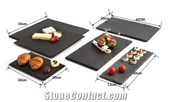 Cabilock Black Square Slate Cheese Board Natural Slate Cheese Plates Solid Stone Tray for Kitchen Dining Party Entertainment Size 1 