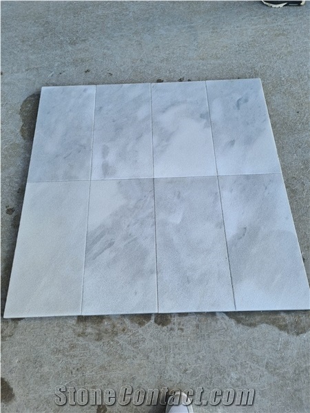 Sandblasted White Marble Tiles, Mugla White Marble Tiles