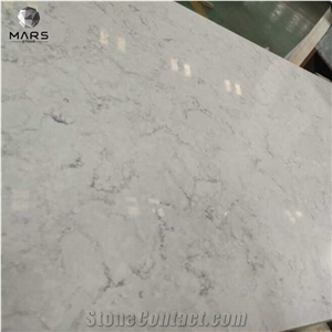 Best Selling White Carrara Look Quartz Slabs with Grey Veins