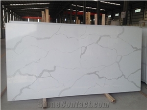 Calacatta White Artificial Quartz Slabs Tiles Floor Wall
