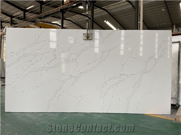 Calacatta White Quartz Slabs Tiles Factory Direct Surface