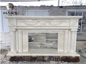 New Design Decorative Fireplace White Marble Fireplace