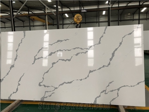 New Quartz Design Calacatta White Slabs Tiles Surface Wall