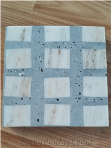 Big Grain Dark Grey Terrazzo Tiles For Flooring