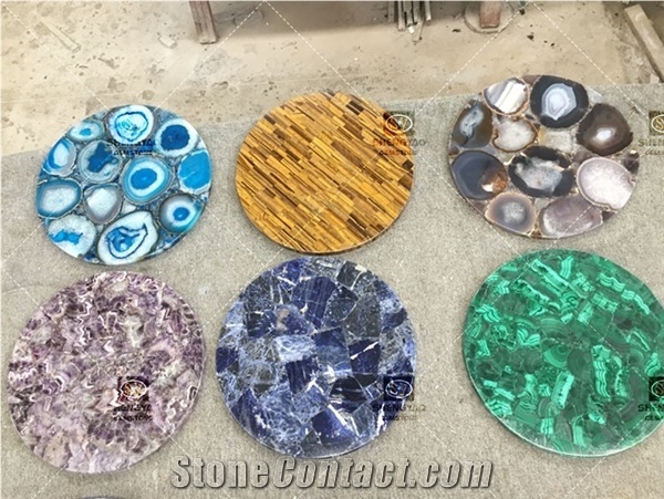 Customized Gemstone Geode Agate Table Top