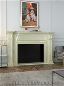 Modern Design Beige Marble Fireplace Decoreaction