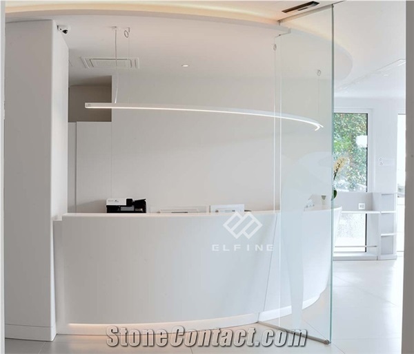 Marble White Modern Curved Salon Reception Desk