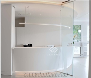 Marble White Modern Curved Salon Reception Desk