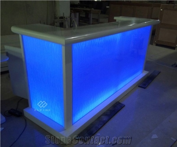 Blue Light Artificial Marble Commercial Wine Bar Counters