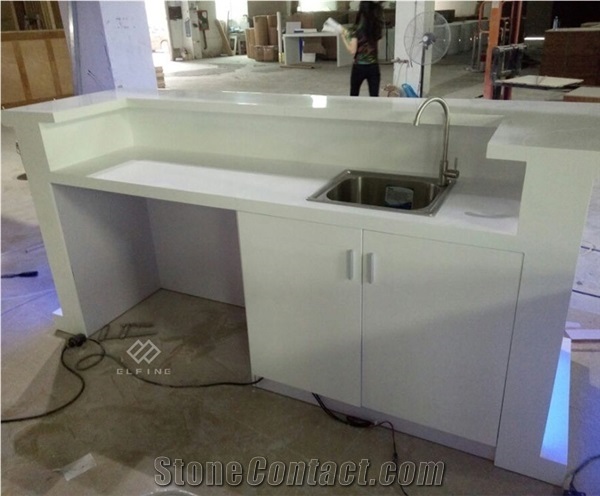 Blue Light Artificial Marble Commercial Wine Bar Counters