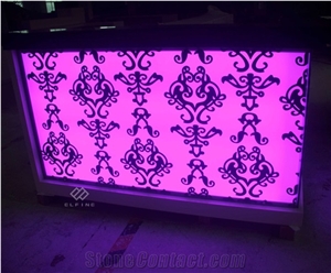 Curved Artificial Marble Nightclub Furniture Led Bar Counter