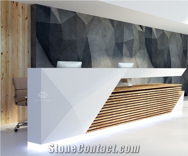 Custom Made Hotel Led Artificial Marble Reception Desk