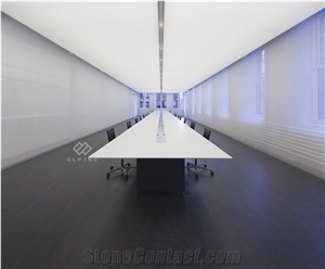 High Gloss Pure White Office Artificial Marble Conference Table