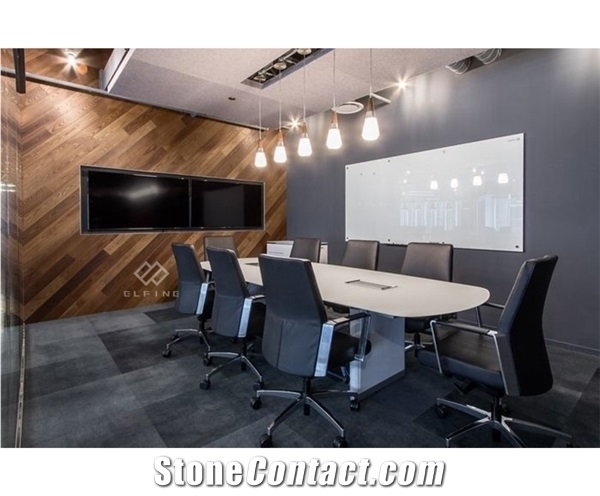High Glossy White Artificial Marble Stone Meeting Room Conference Table Chairs