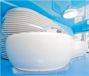 Luxury Design Artificial Marble White Curved Reception Desk