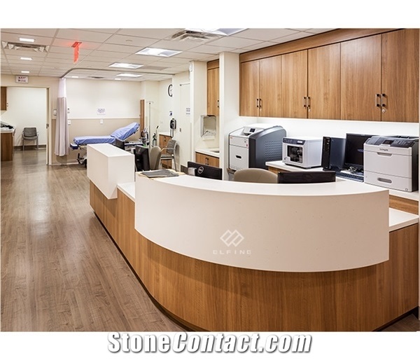 Modern Curved Dental Clinic Solid Surface Reception Desk